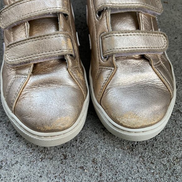 VEJA Gold Sneakers Girls US 2 Euro 33 Running Shoes Metallic Sneaker Velcro Shoe - Picture 6 of 12